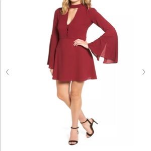 Maroon bell sleeve dress